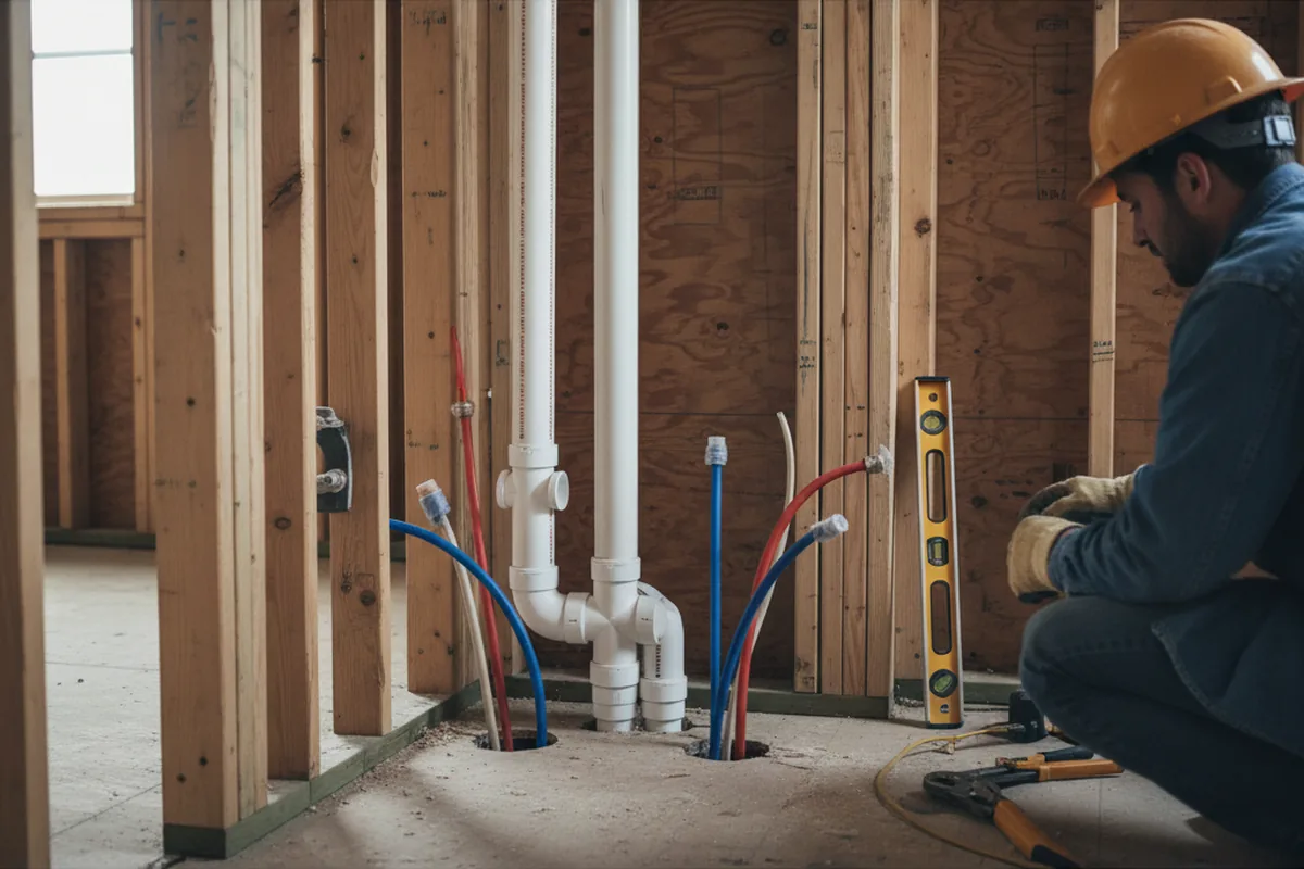 Drain and supply rough-in during Drain Cleaning in Oglesby